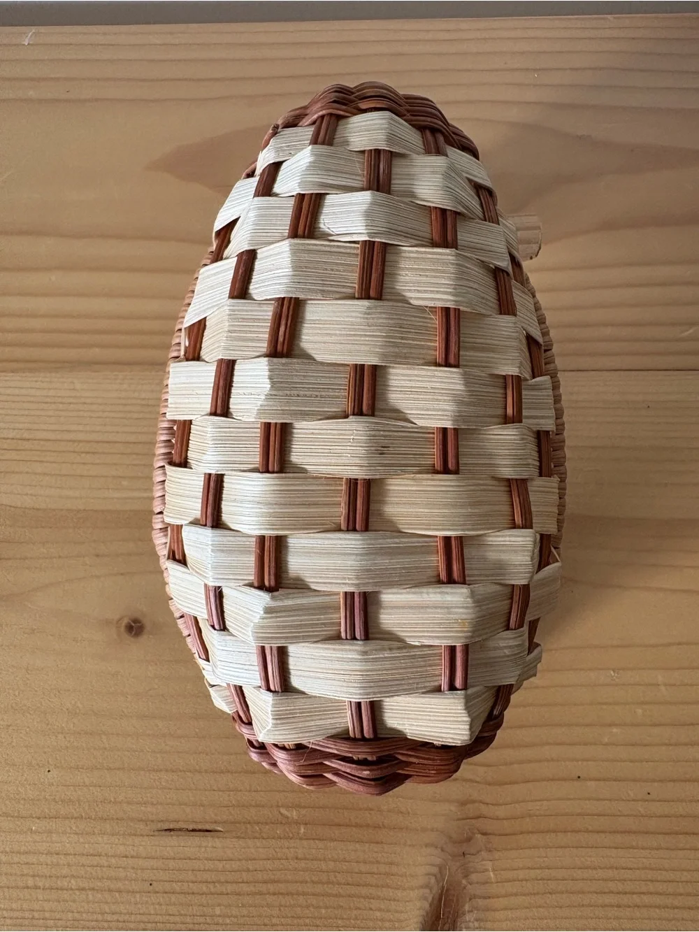 Vintage Wicker Duck Basket | Mid Century Rattan Catchall Bowl Wood Beak